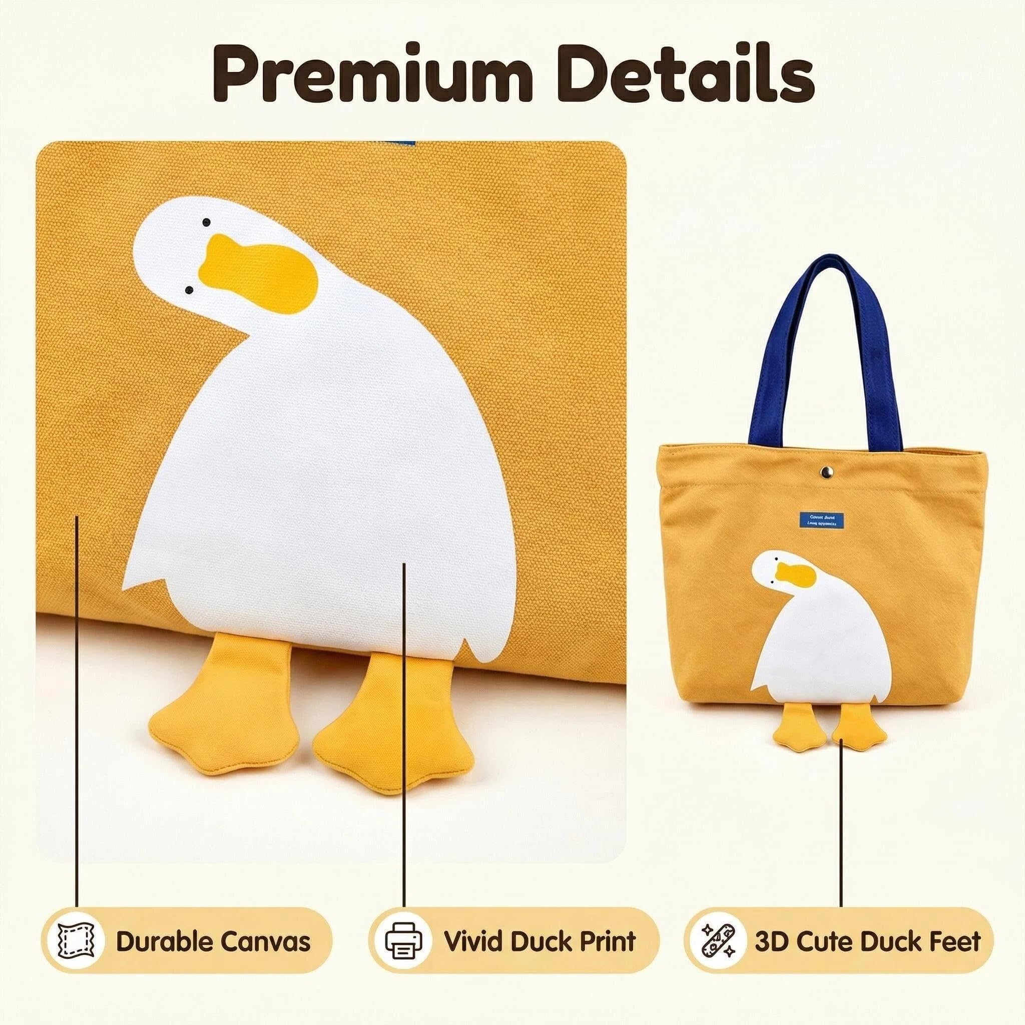Joli sac fourre-tout en forme de canard, sac à main pour femme avec poche intérieure, cadeau de canards jaunes pour femme, sac amusant pour un usage quotidien, le travail, les voyages, l'école | Sacs pliables
