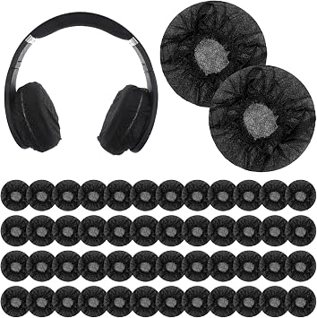 50Pcs Headphone Ear Pads Covers, Disposable Earphone Overs Sanitary Non-Woven Stretch Earpad Covers Headset Covers Fit for Most on Ear Headphones