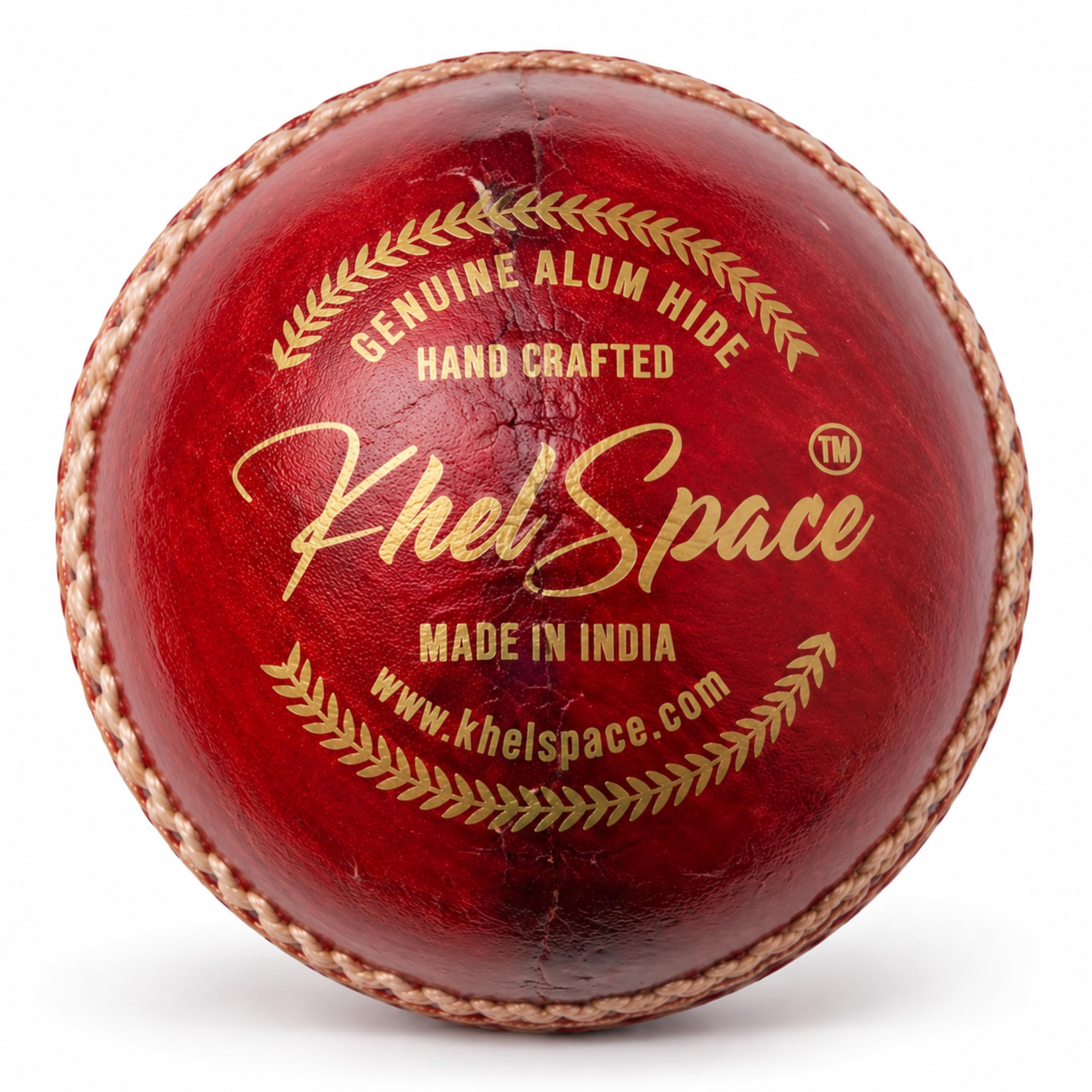 KHELSPACE KS-20 4 Piece Leather Cricket Ball Red | Hand-Stitched
