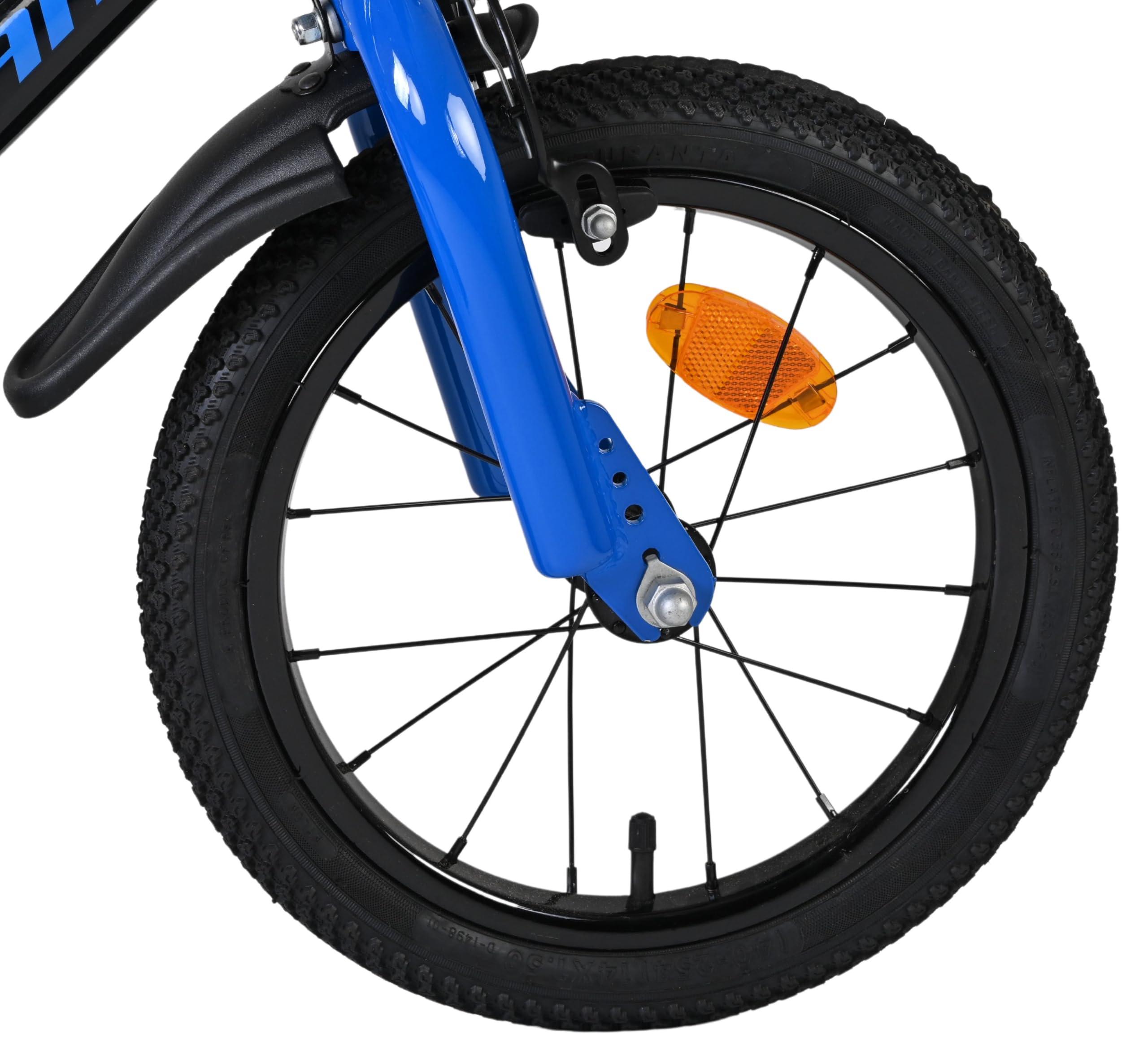 Volare Super GT Kinderfahrrad blau 14 Zoll | 3,5–5 Jahre | 2 Handbremsen, Stützräder, Kettenschutz, Reflektoren | Verstellbarer Sattel | Geschenk für Jungen & Mädchen