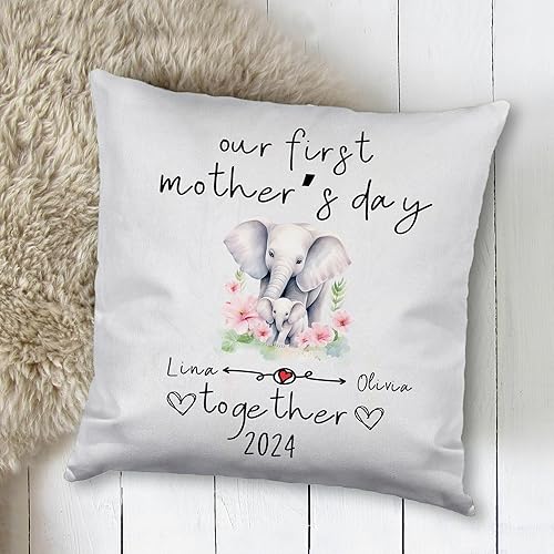 Miniatura 2 de Elephant Love Mother's Day, Personalised Pillow Case Decor for Home, Present for Mom, Grandmother, for Her