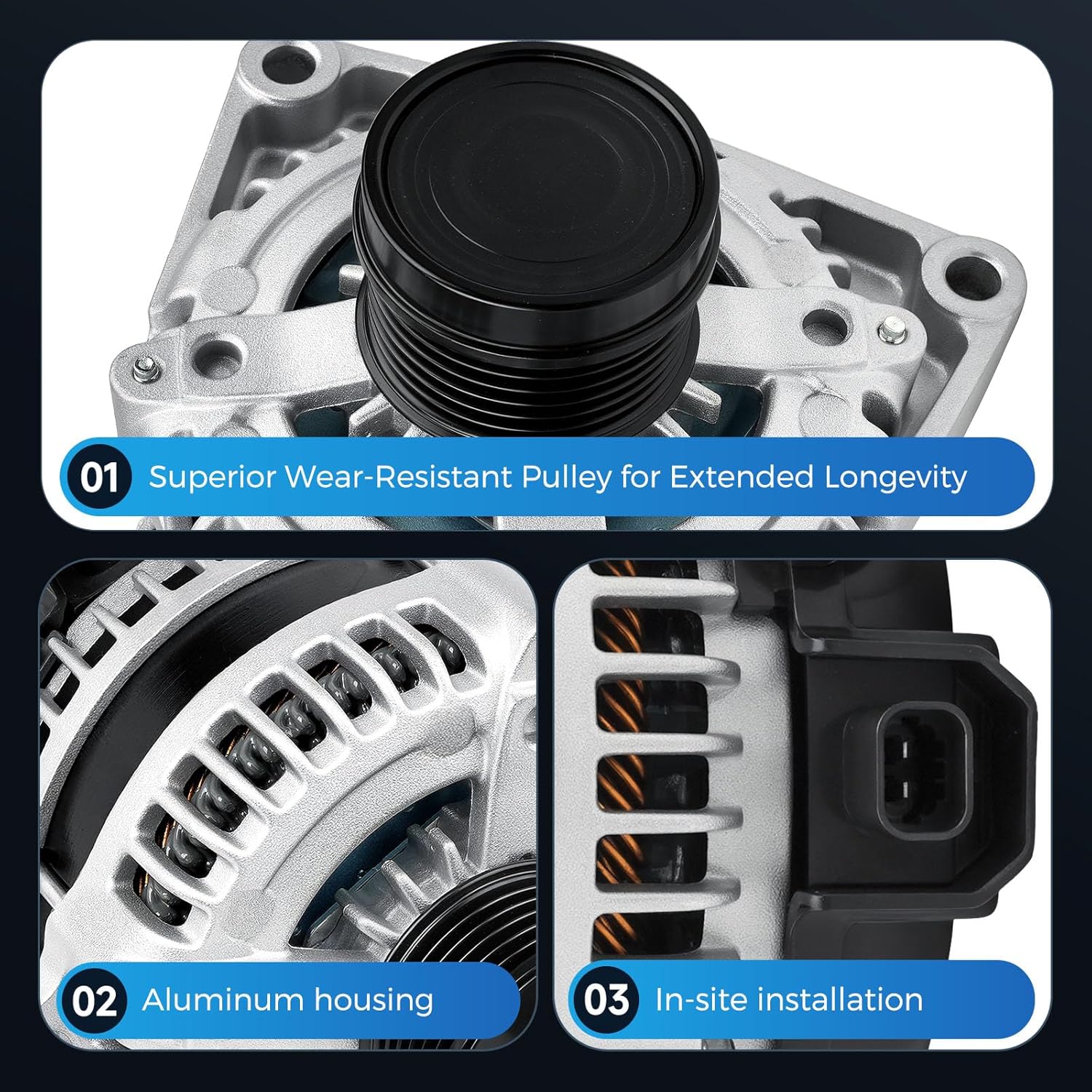 Alternator New for 150 AMP 2014-2019 Chevy Silverado 1500 2500 3500 Suburban,GMC Sierra 1500 2500 3500 2014-2019,Chevrolet Tahoe 2015-2019,15-19 Yukon 4.3 5.3 6.0 6.2 6.6L 22747894 84143543 14007N