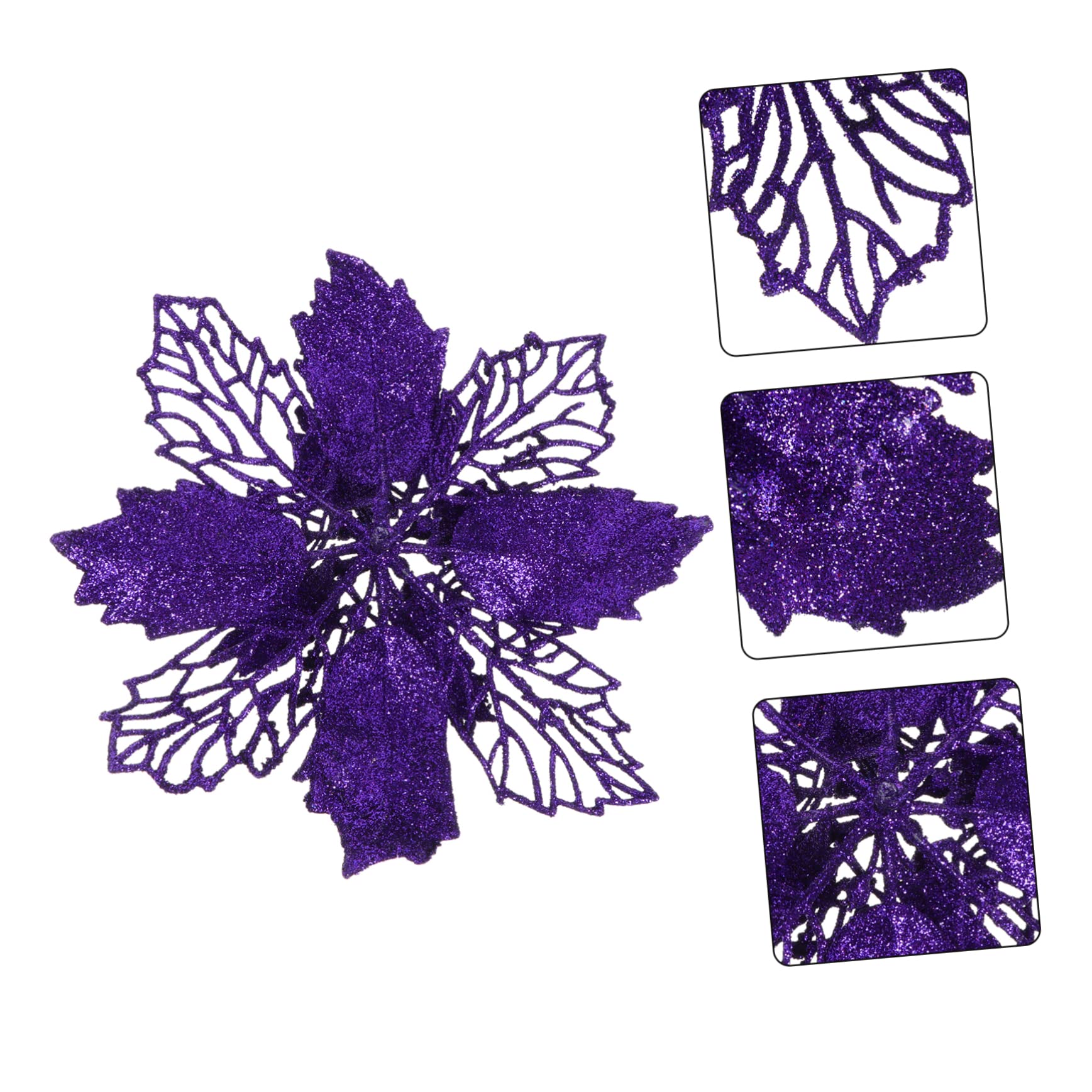 Abaodam 3juegos Adornos Navideños De Flores Artificiales De Poinsettia De Brillo Decoraciones para Árbol De Navidad y Guirnaldas Festivas