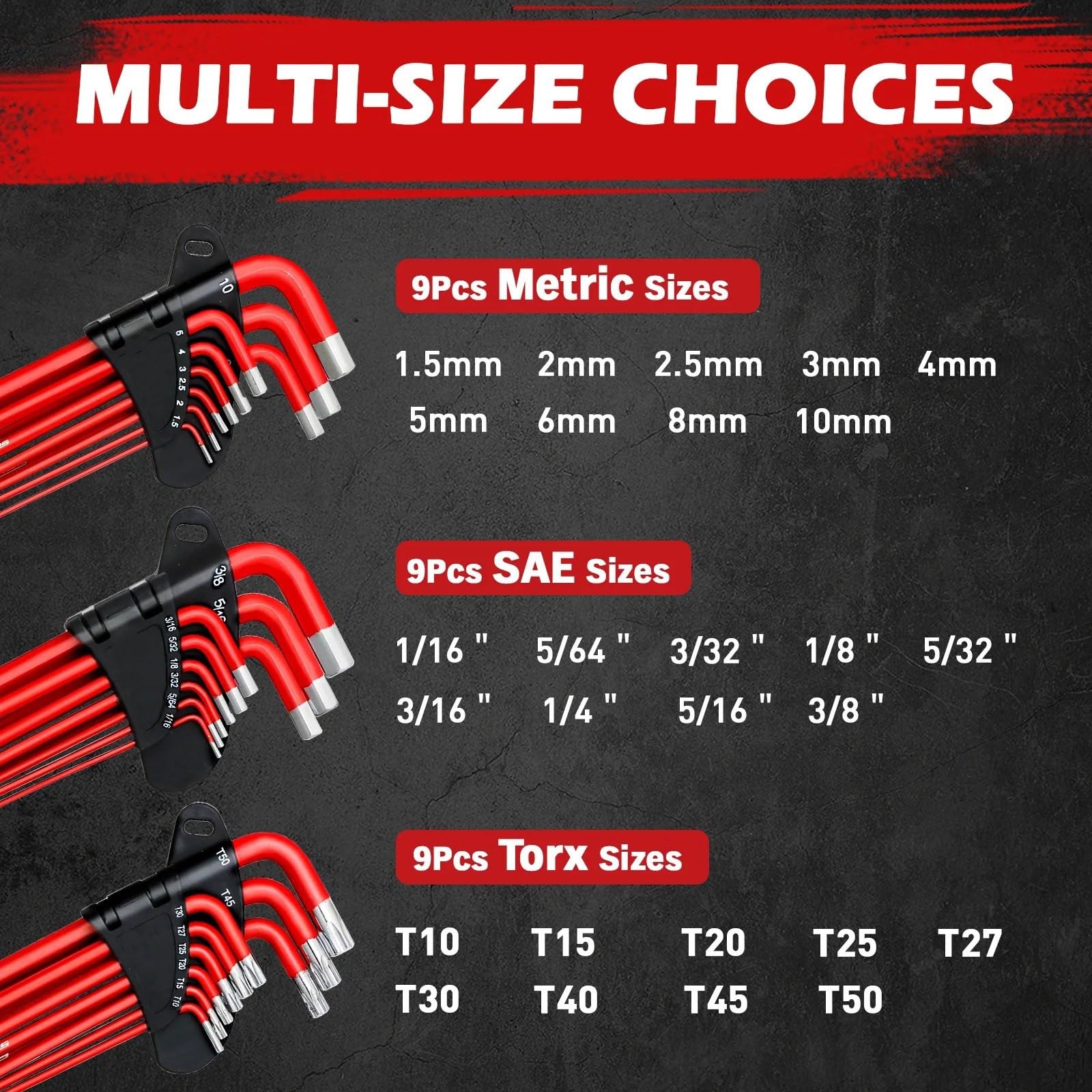 Set Attrezzi da Lavoro Set di chiavi Torx e L-Hex con braccio lungo da 30 pezzi impugnatura esagonali a T barre estensione