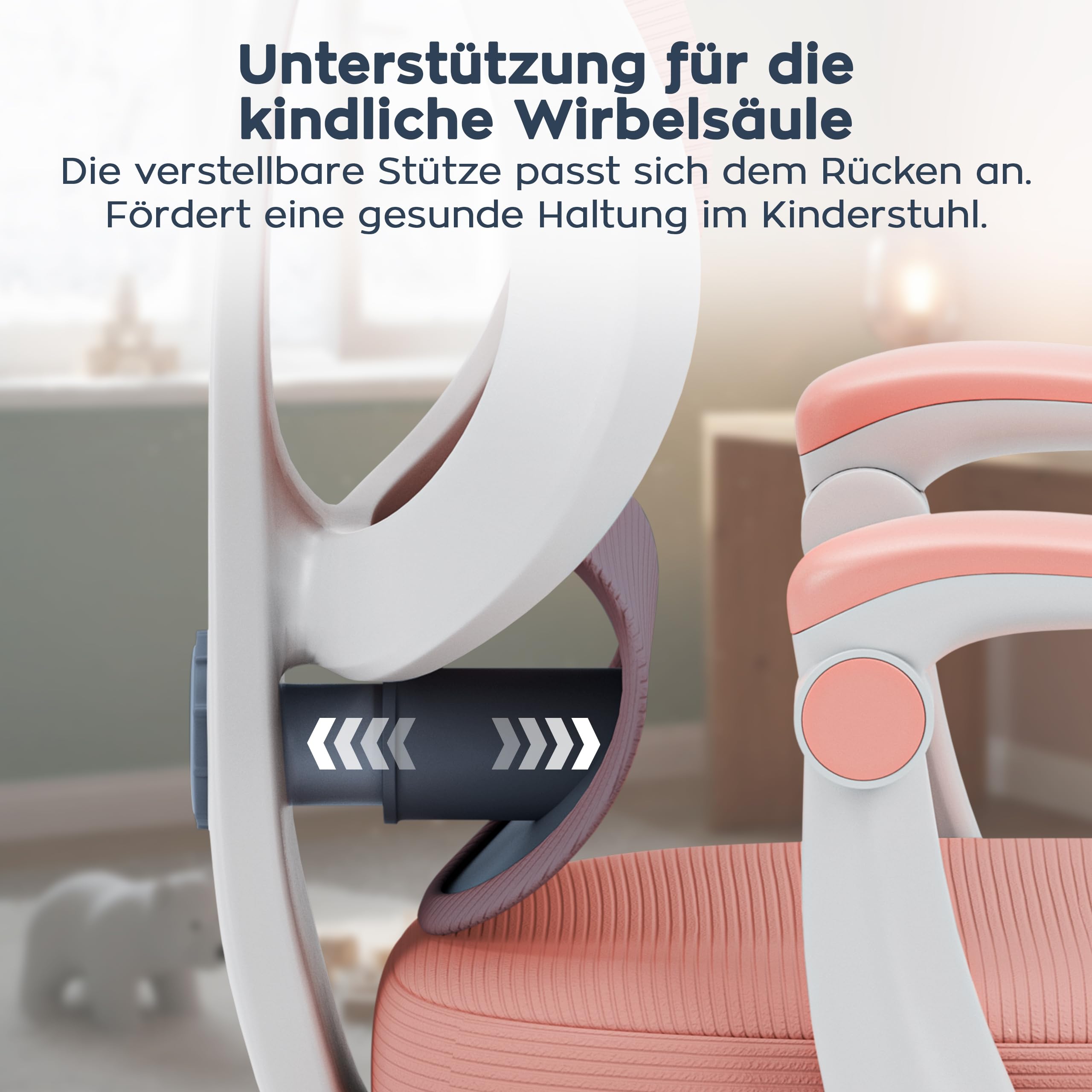 MARK ADLER Junior 4.5 Schreibtischstuhl Kinder – Ergonomischer Kinderschreibtischstuhl – Mit Fußstütze – Höhenverstellbar 80–150 cm – Drehstuhl mit 360° Rotation – Mitwachsendes Design - Rosa