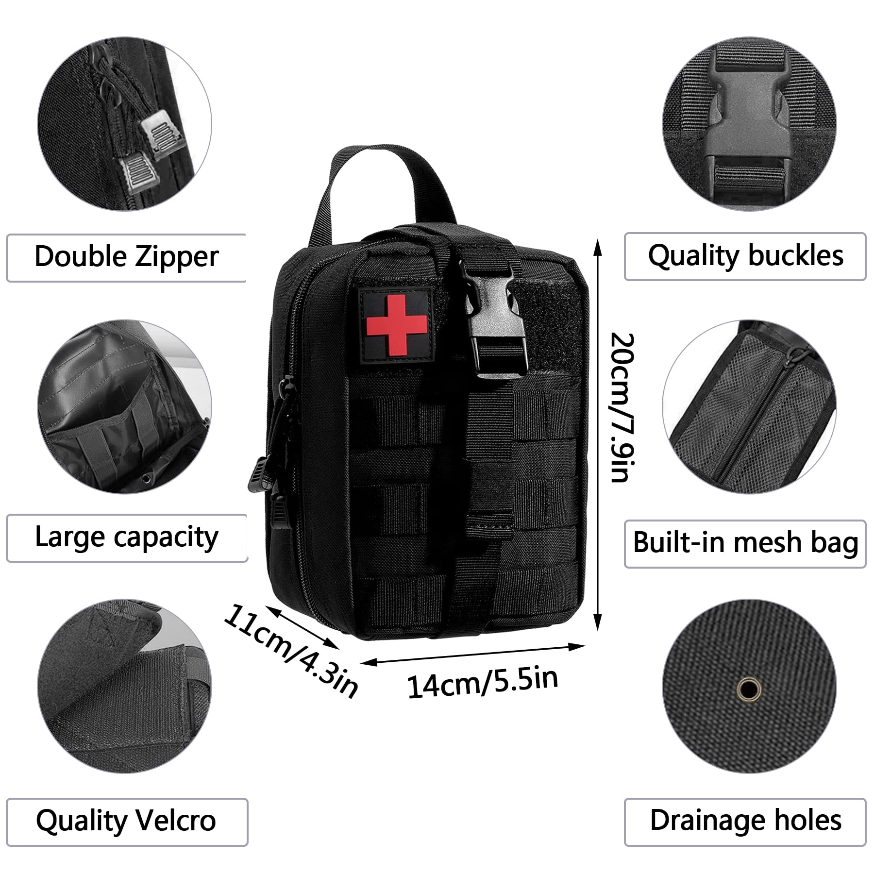 Tactical EMT Medical,táctica Bolsa MOLLE Pouch,Médica Bolsa,Botiquín de Primeros Auxilios,Táctica Compacta Botiquín,Bolsa de Emergencia,Kit Primeros Auxilios,Bolsa EMT Kit de Supervivencia