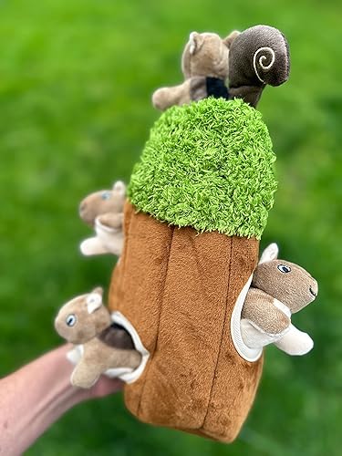 Miniatura 7 de Squirrel in Tree Hide and Seek - Ardilla de peluche interactiva dentro del tronco para perros pequeños y medianos, árbol con ardillas