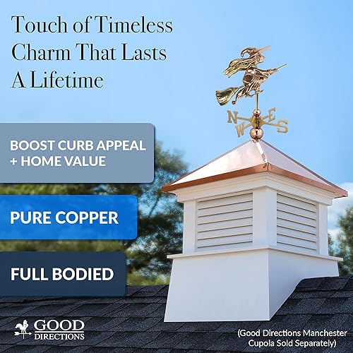 Miniatura 4 de Good Directions Veleta de bruja con soporte de techo, cobre puro