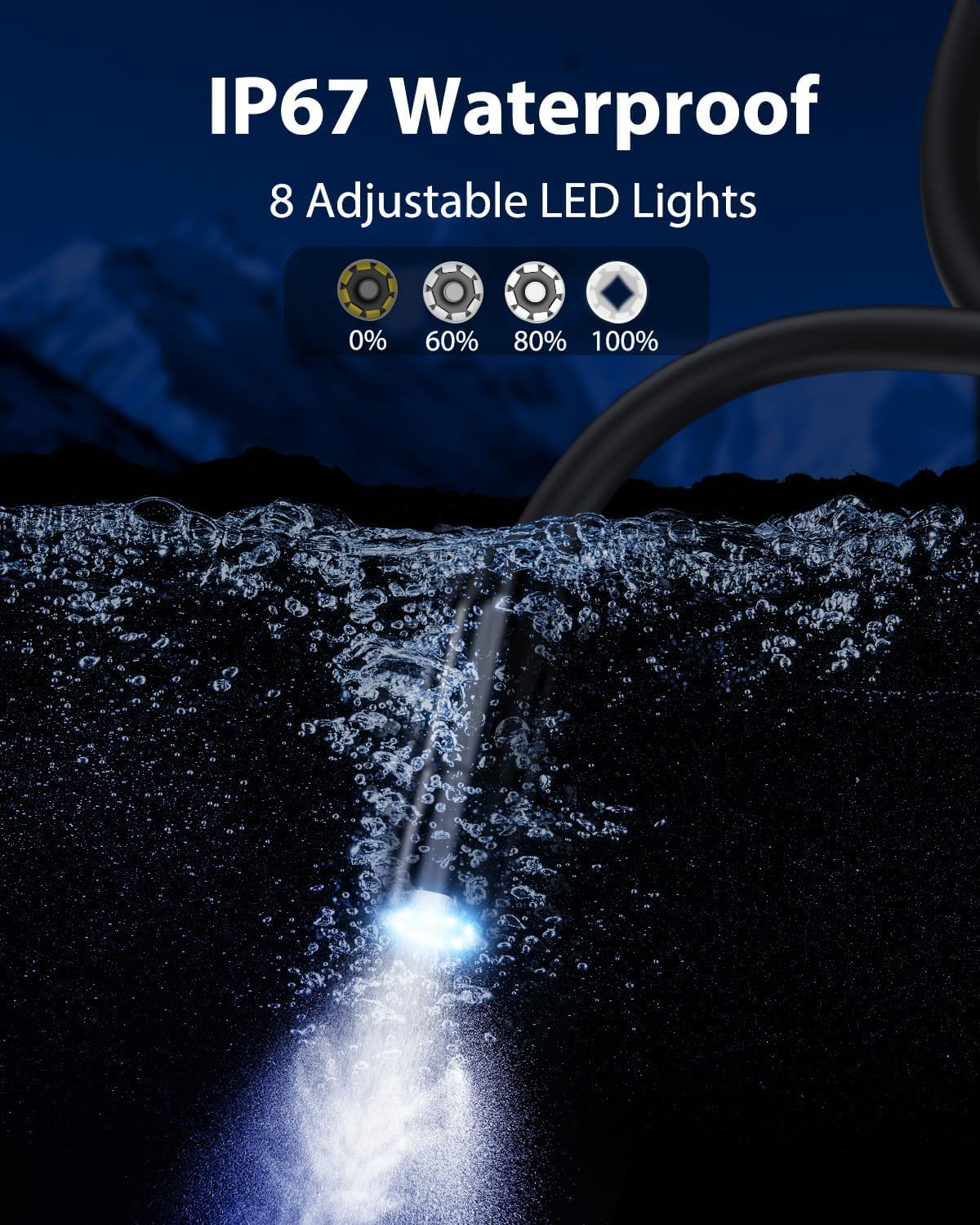 Caméra Endoscopique, AOPICK 1080P HD Caméra d'inspection avec Écran IPS 4,3 Pouces, Camera Canalisation avec 8 lumières LED, IP67 Endoscope Camera,Câble Semi-Rigide de 5M,Gadgets pour Mécanique