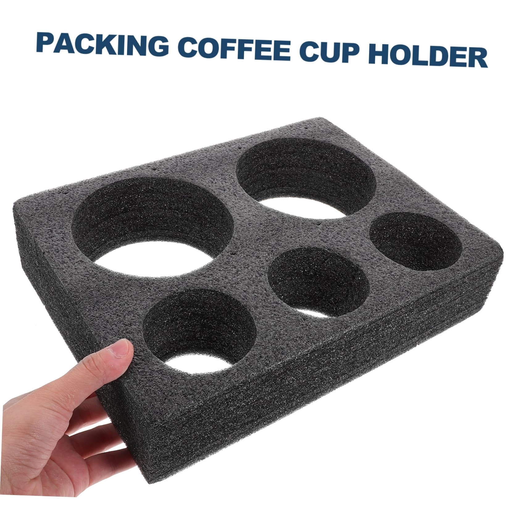 Ciieeo 5 Piezas posavasos titular de la bebida bandeja de la copa para llevar portavasos de cafe portador de taza de café aislado reutilizable sacar el portavasos algodón perlado Negro