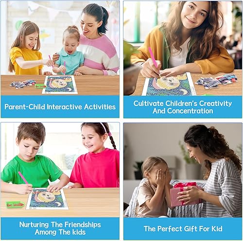 Miniatura 6 de Paquete de 4 kits de arte de diamantes para niños y adultos principiantes, kits de pintura de diamantes de dibujos animados 5D para niños, kits