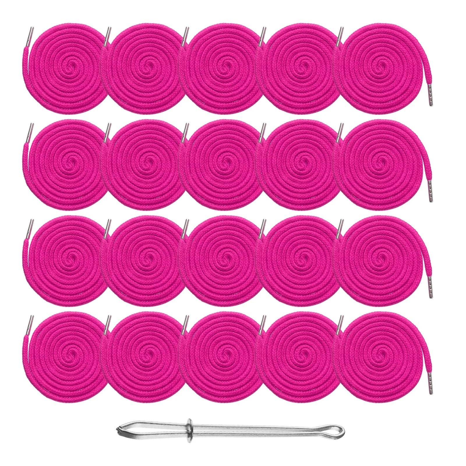 Cordon pantalon de sport rose fluo pour homme et femme, lot de 20 pièces rondes pour bricolage