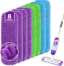 Reusable Mop Pads for Swiffer PowerMop, 8 Pack Microfiber Mop Pad Refill with Scrubber Strips for 13''-15'' SprayMop, Washable Mop Pads Use for Most Floor Types, Designed for Pets - Multicolor