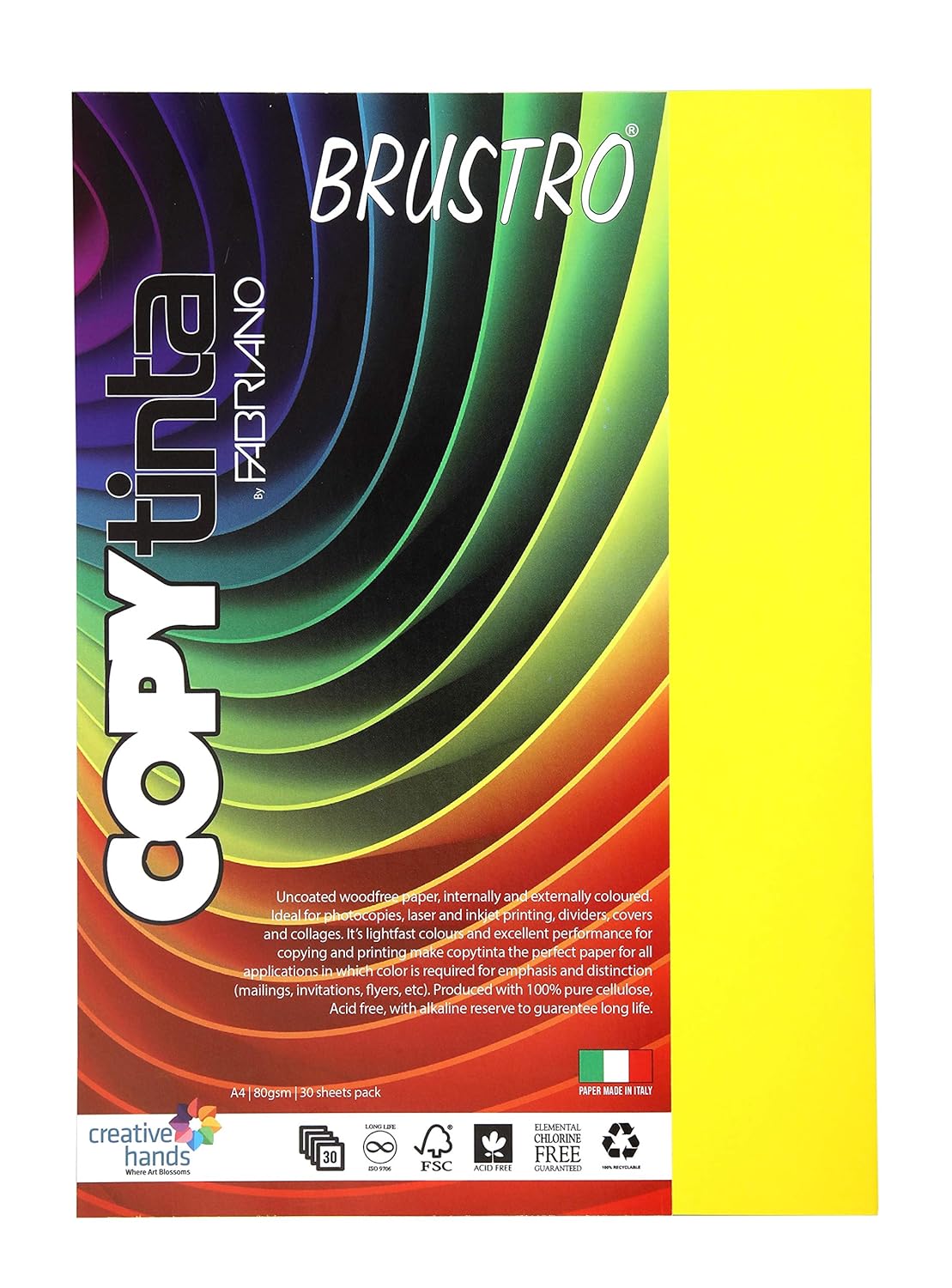 BRUSTRO Copytinta Coloured Craft Paper A4 Size 80 GSM Bright Yellow