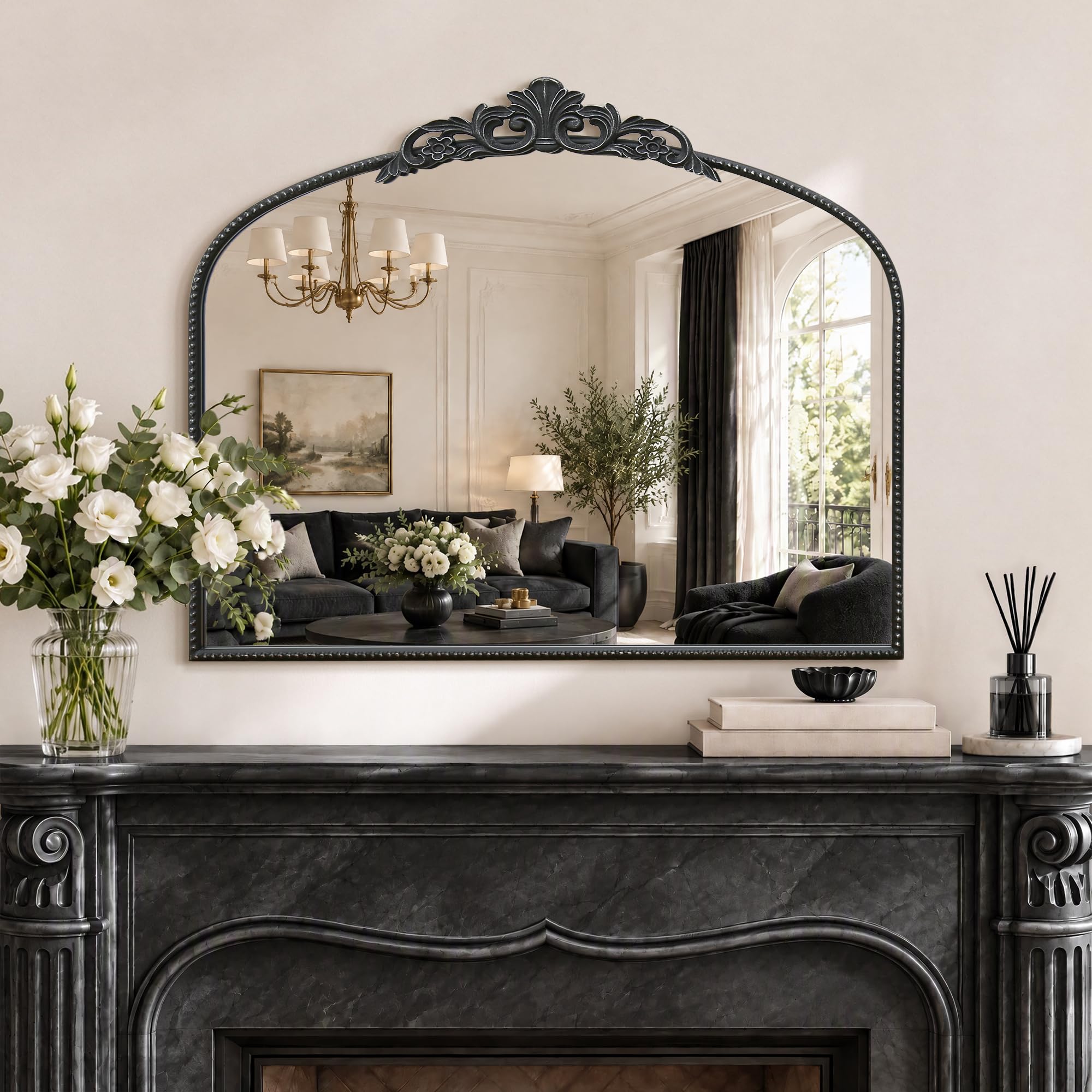 Micasso Vintage Black Arched Mirror