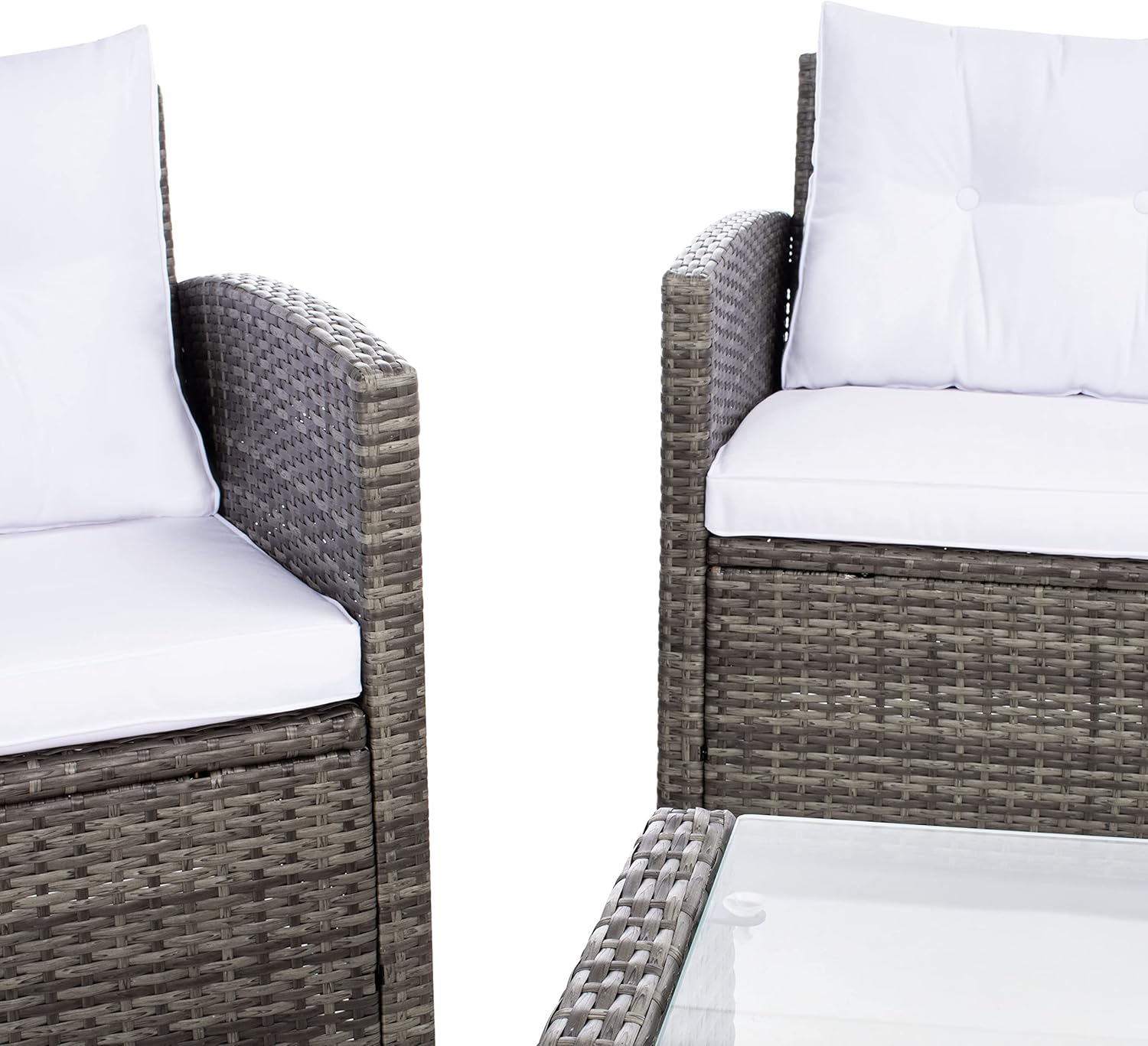 SAFAVIEH Outdoor Collection Vellor Grey Brown/White Cushion 4-Piece Conversation Patio Set PAT7516C