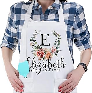 Personalized Floral Apron with Name & Initals - Custom Monogram Kitchen ...
