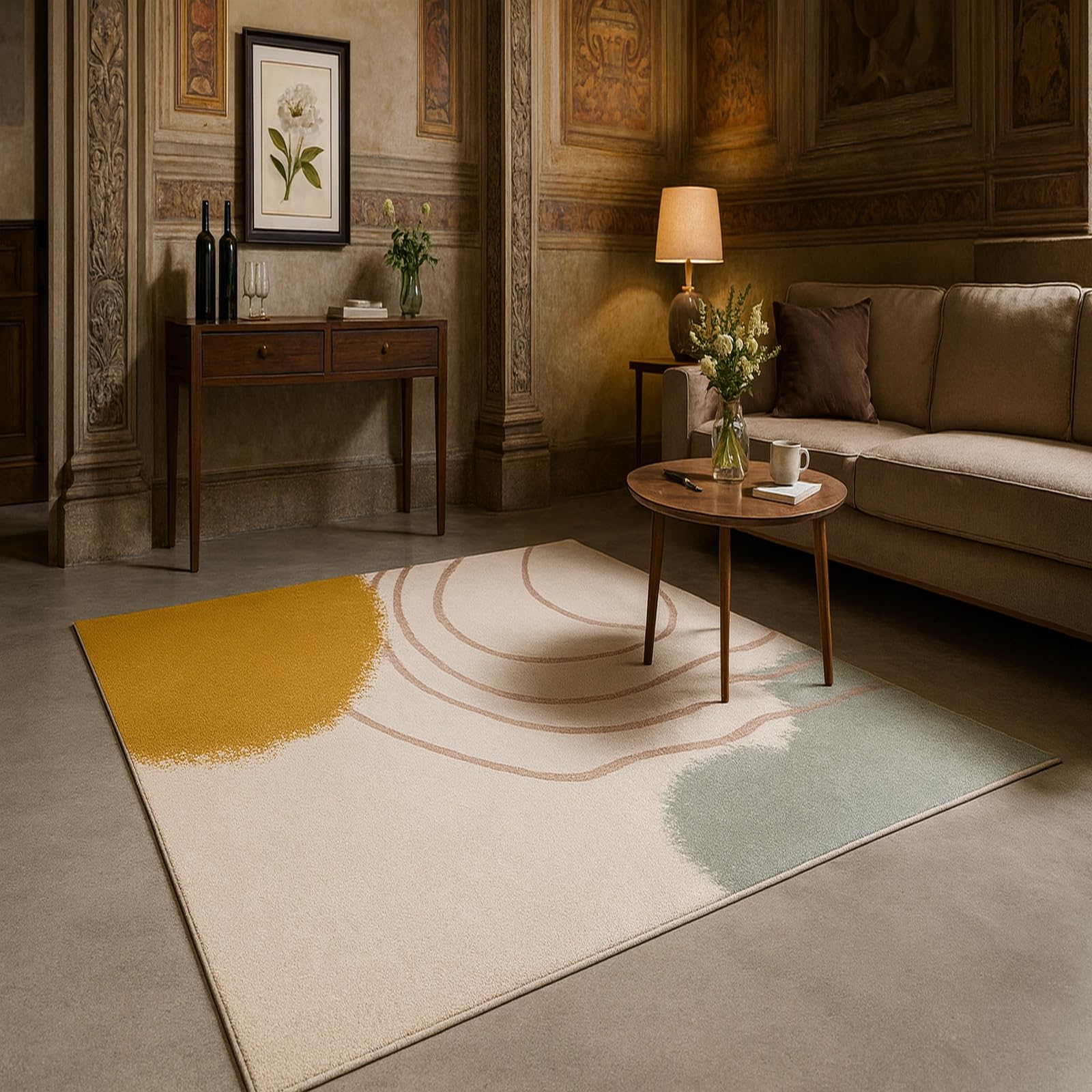 Tapis à poils courts lavable 160x230 pour salle à manger et salon