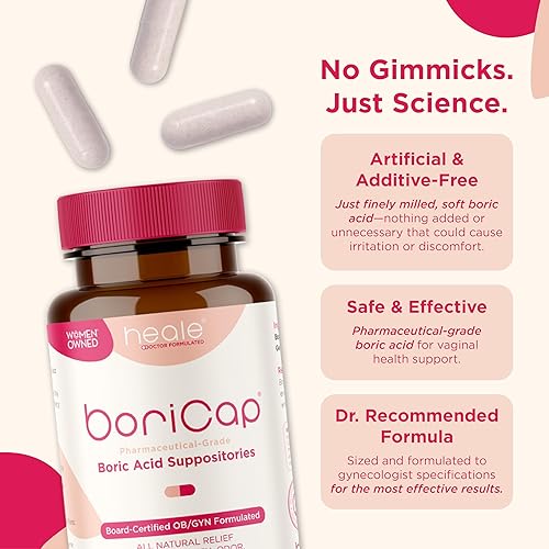 Miniatura 4 de BoriCap - Supositorios de ácido bórico para mujeres - 600 mg - Salud y equilibrio vaginal, picazón y olor - Alivio natural - Cuidado femenino
