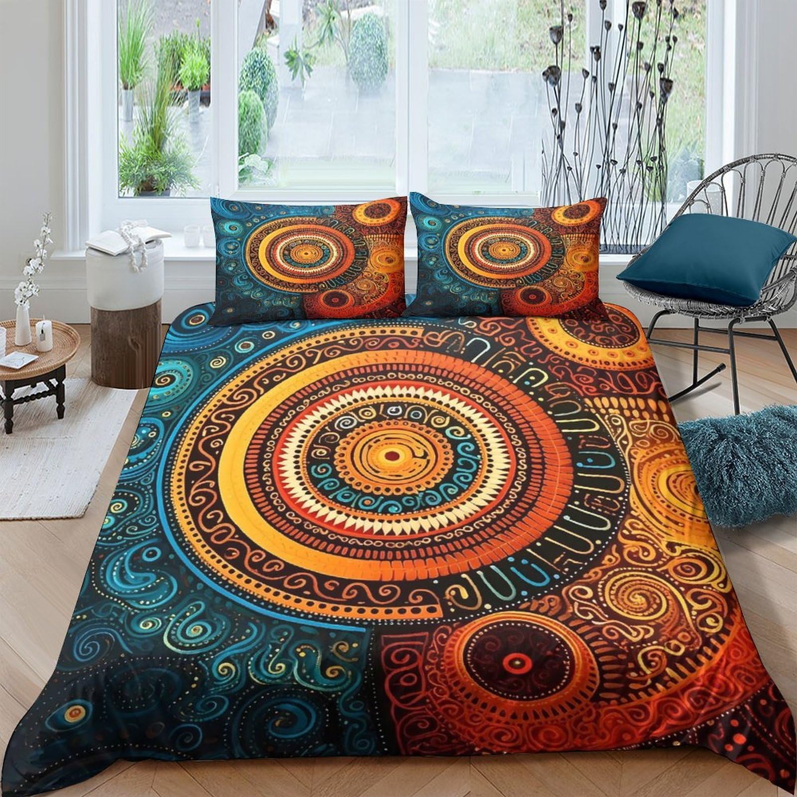 Ctjqhvkz Style-7 3D Printed Mandala Sun Fitted Sheet Microfiber Soft Breathable Boho Spiral Mattress Cover For Bedroom Dorm Decorative Use Single（135X200cm）