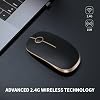 Mouse Inalámbrico VssoPlor, 2.4G Delgado Portátil para Computadora Portátil con Receptor Nano, Ratón Óptico Silencioso para Notebook, PC, Laptop, Computadora - Negro y Dorado 2