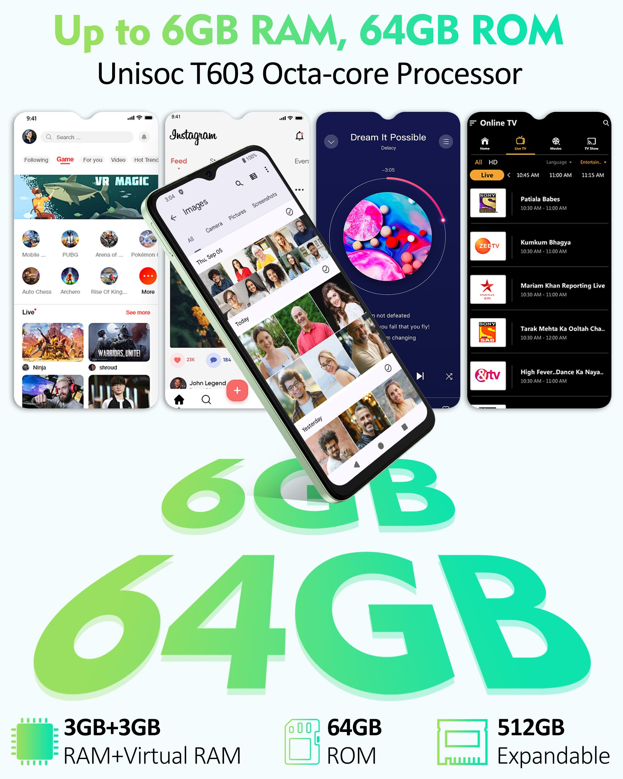 Ulefone Note 19 Cellulare, 6GB RAM+64GB ROM/SD-512GB Android 14 Cellulari, 6.56" HD+, Fotocamera 8MP+5MP Smartphone 5000mAh Batteria, Octa Core 3 Slot Per Carte 4G Dual SIM/Face ID/GPS/OTG/FM Nero