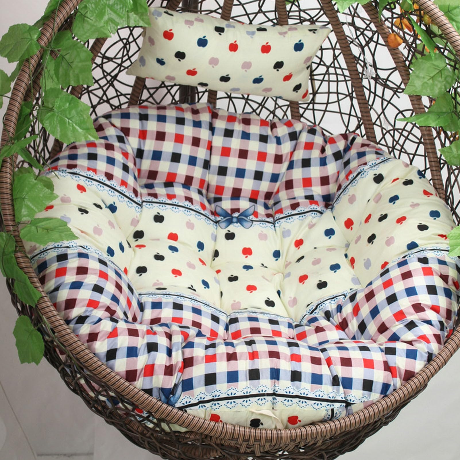 Swing Cushion for Hanging Egg Chair, Wicker Rattan Hammock Chair Pad Replacement Cushion Egg Chair Cushion with Removable Invisible Zipper for Indoor Outdoor Bedroom Patio Garden(Size:Diameter 120cm,C