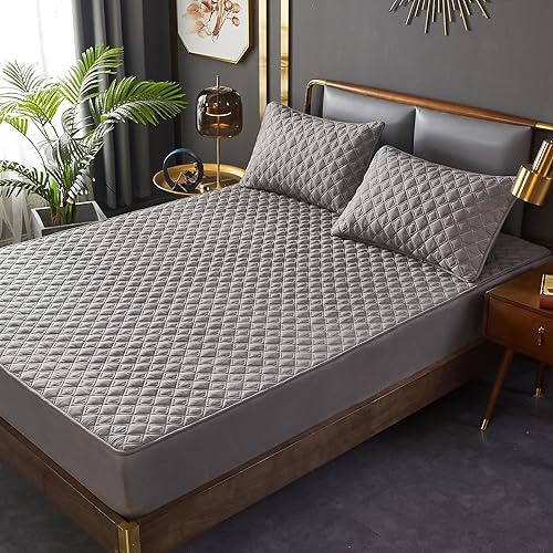 ZIQINPSQ Sábana bajera ajustable con fundas de almohada, sábana bajera de bolsillo profundo, cálida para invierno, transpirable, antideslizante,