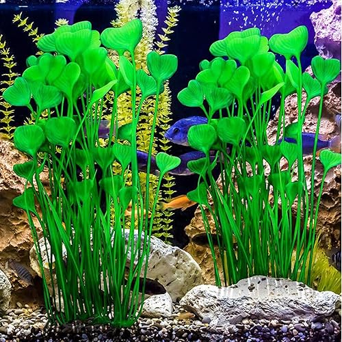Miniatura 3 de Ismeally 2 plantas grandes de acuario de agua dulce de 16 pulgadas de plástico artificial, plantas de decoración para peceras (verde)
