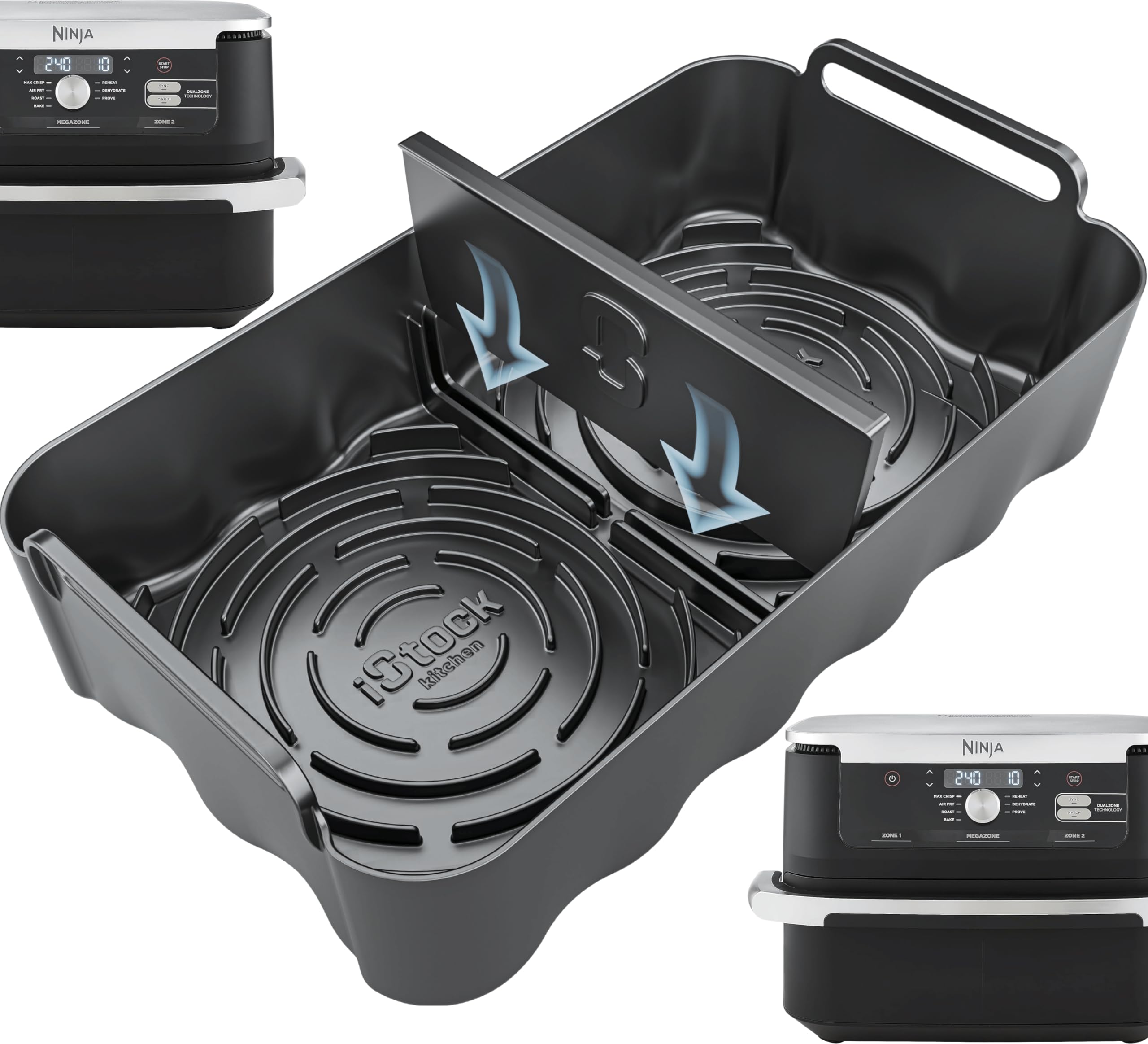 AirFlow Max™ Ninja FlexDrawer 10.4L AF500UK 3-in-1 Silicone Liner with Divider | Glove-Like Fit | 3.5mm Thick with 15mm Ridges for Airflow | Ninja AF500UK Accessories 1PC | by iStock Kitchen