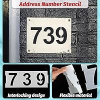 Vista 5 de Juego de 20 plantillas de bordillos de 0 a 9 números de dirección reutilizables, plantillas de números de plástico con 2 rollos de cinta adhesiva