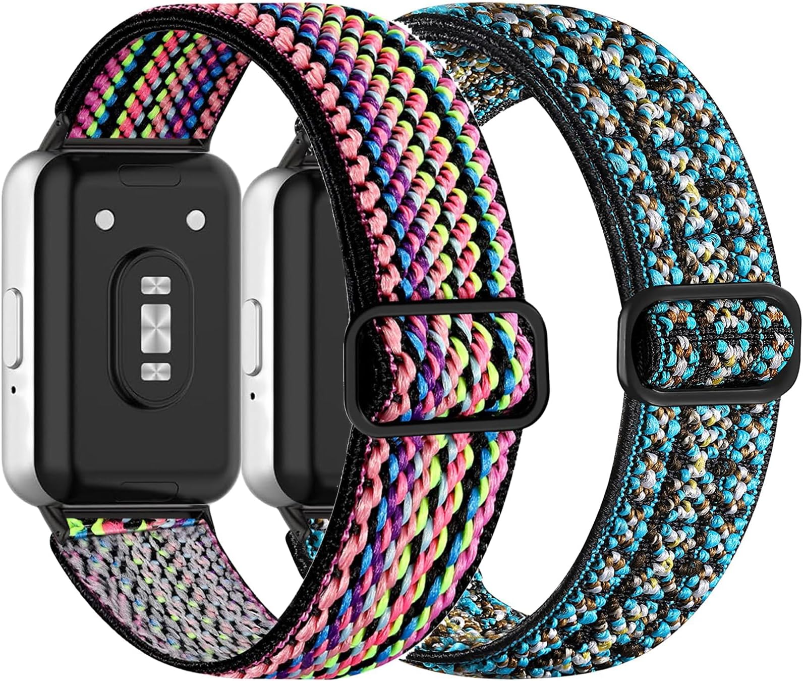 Nigaee 2 Pack Nylon Straps Compatible for Samsung Galaxy Fit 3 Strap, Stretchy Adjustable Fabric Breathable Replacement Straps Compatible with Samsung Galaxy Fit 3