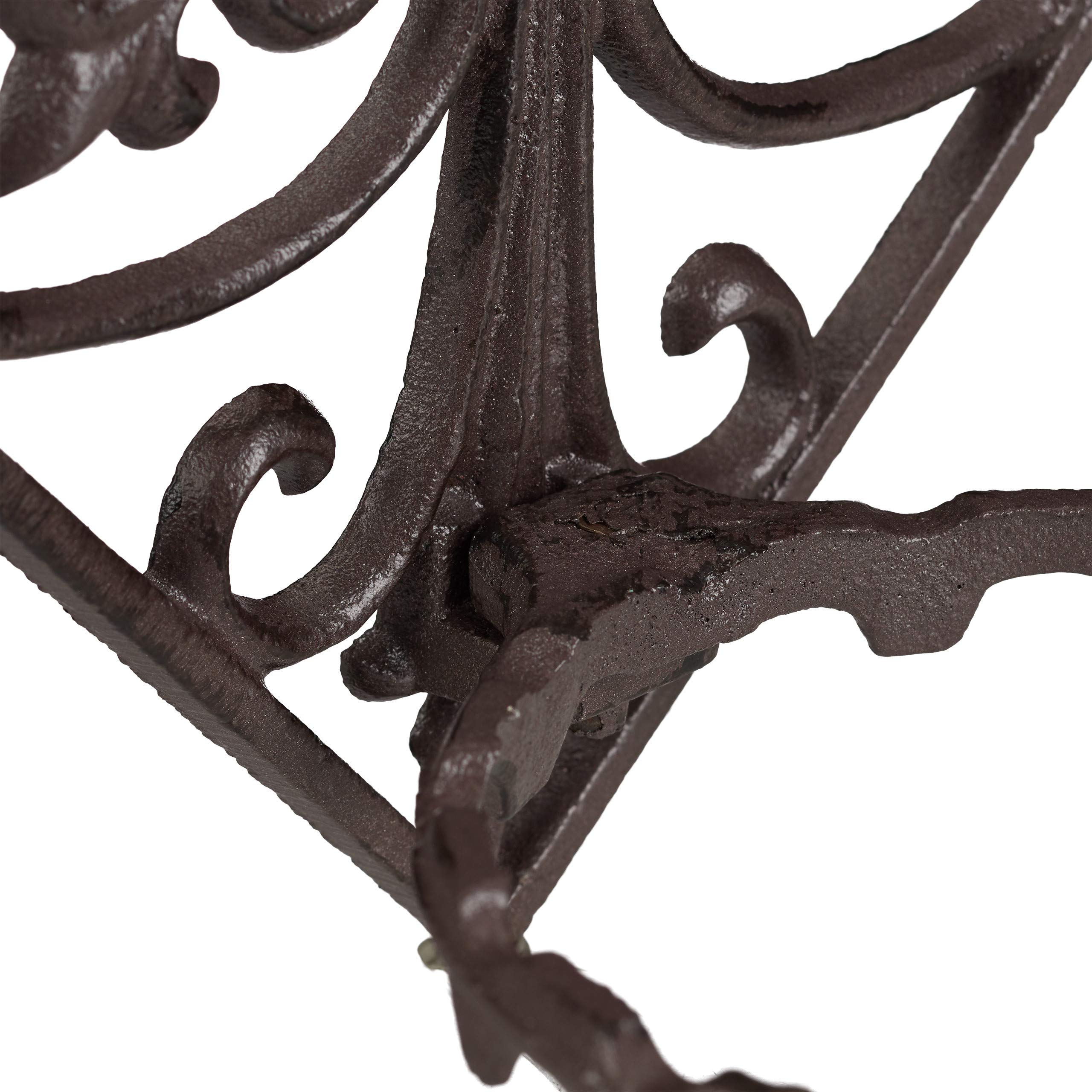 Relaxdays 4x Portavasi da Parete in Ghisa, da Appendere, per il Giardino, Ø 13 cm, Decorativo, da Esterno, Marrone Scuro