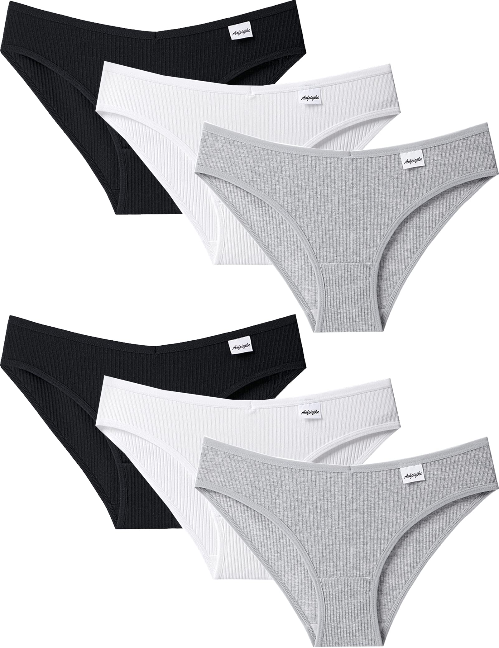 Kiench Teens Underwear Cotton Big Girls Hipster Panties Low Rise V Waist 6-Pack