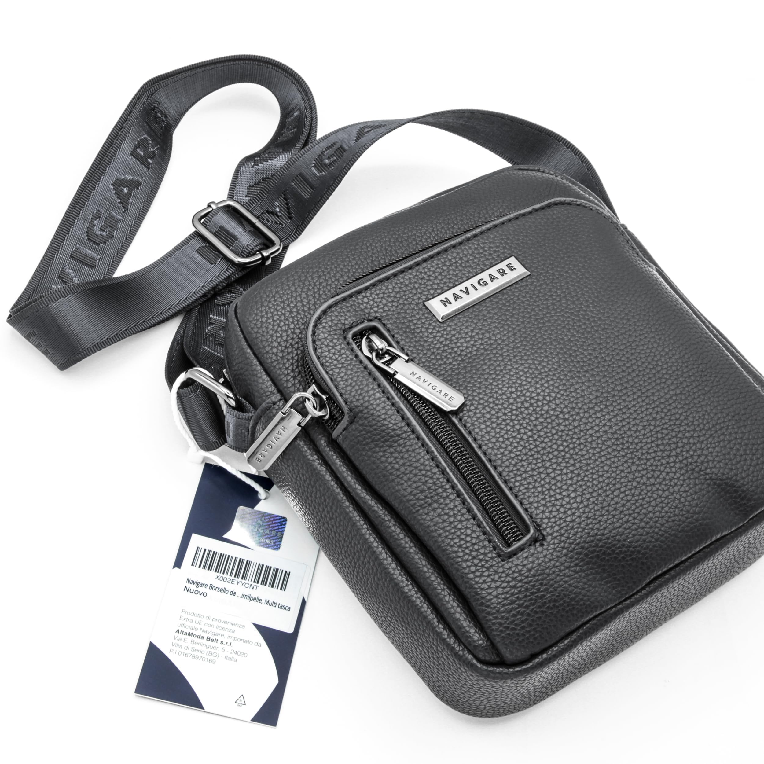 Navigare BORSELLO UOMO TRACOLLA – Borsello Uomo in Ecopelle con Tracolla Regolabile, 2 Tasche con Zip e Scomparti Interni, Stile Elegante e Casual per Lavoro, Viaggio e Tempo Libero