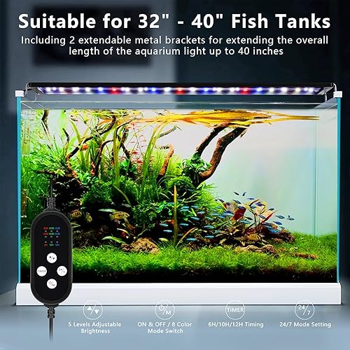Miniatura 5 de Luz LED de acuario de modo 247  Modo amanecerluz de díaluz de luna y modo de bricolaje, luz de espectro completo para pecera, con temporizador de