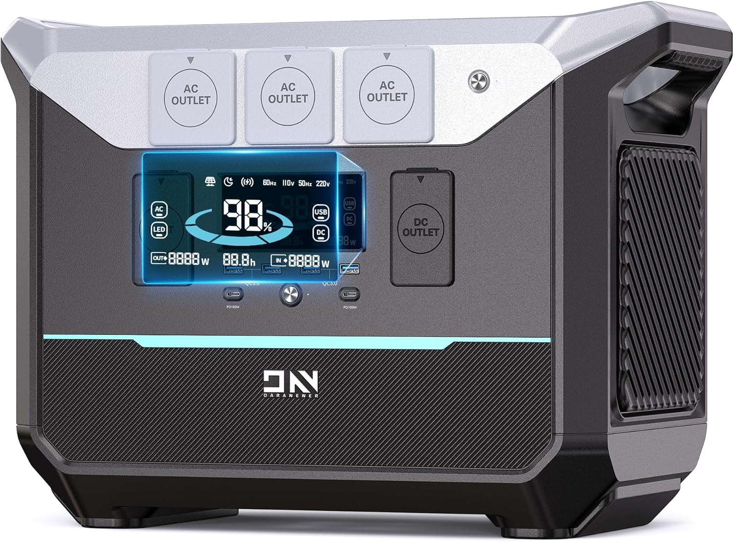 DaranEner Portable Power Station 1800W, 1382.4Wh LiFePO4 Battery, Solar Generator with 3000W Surge Fast Charge, 15ms UPS Portable Generator for Home, Camping, RV, Emergency