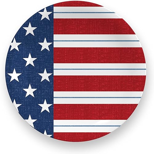 Miniatura 2 de TarHong Stars & Stripes - Platos de ensalada con patrones surtidos, 8.4 pulgadas, melamina pura, inastillables, interiorexterior, juego de 4 platos