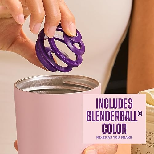 Miniatura 3 de BlenderBottle Vaso coctelero aislado 2 en 1 de acero inoxidable, tapa a prueba de fugas, pajita, BlenderBall, sin BPA, para batidos de proteínas,