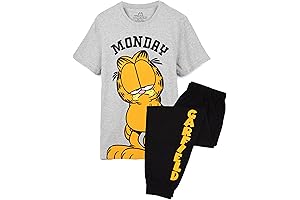 Mens Pyjamas Adults Lazy Monday Garfield Costume Cat Movie T-Shirt Trousers Pjs Black