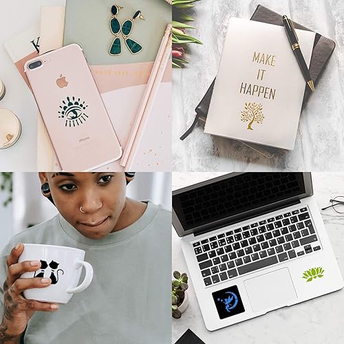 Miniatura 5 de Plantillas de tatuaje de henna, 138 unidades, 24 hojas de plantillas de tatuaje negro, kit de tatuaje de henna reutilizable para mujeres,