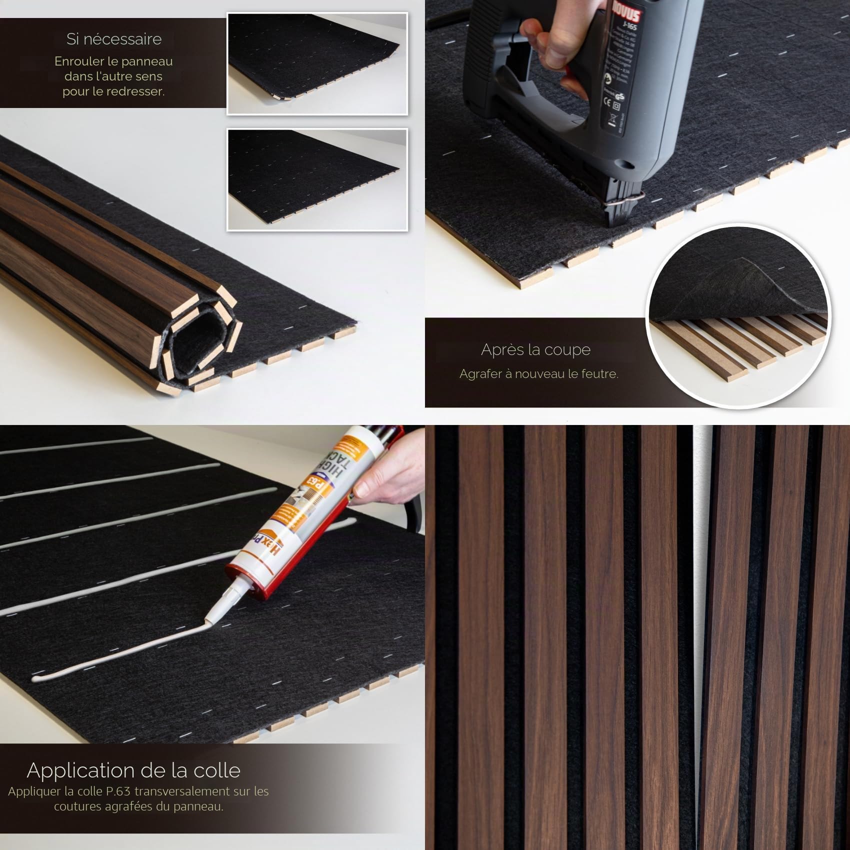 HEXIM Panneaux Acoustiques 138,5x60cm - Paroi à Lamelles Flexible Bois MDF Panneaux Muraux Revêtement à Lamelles Revêtement Mural (4 panneaux / 3,32 m² Sandgrey - APH02)