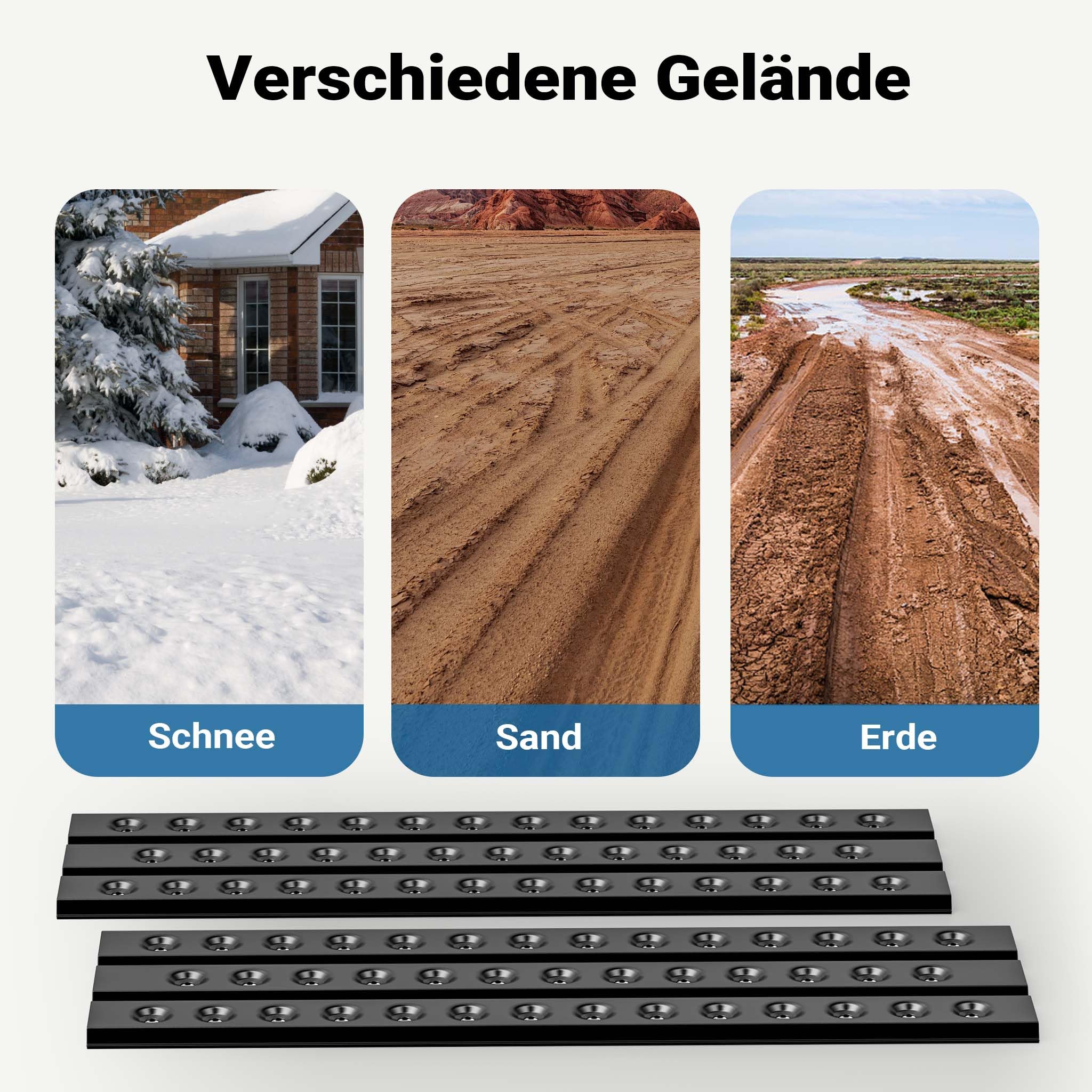 Wiltec Sandbleche 2 Stück 150 x 45 cm Sandboards aus Aluminium Anfahrhilfe für Autos, leichte Wohnmobile und Offroad Fahrzeuge Traktionshilfe