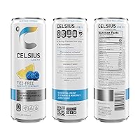 Vista 3 de CELSIUS Fizz Free Blue Razz Limonada, Bebida Energética Sin Azúcar, 12 Onzas Líquidas (Paquete de 12)