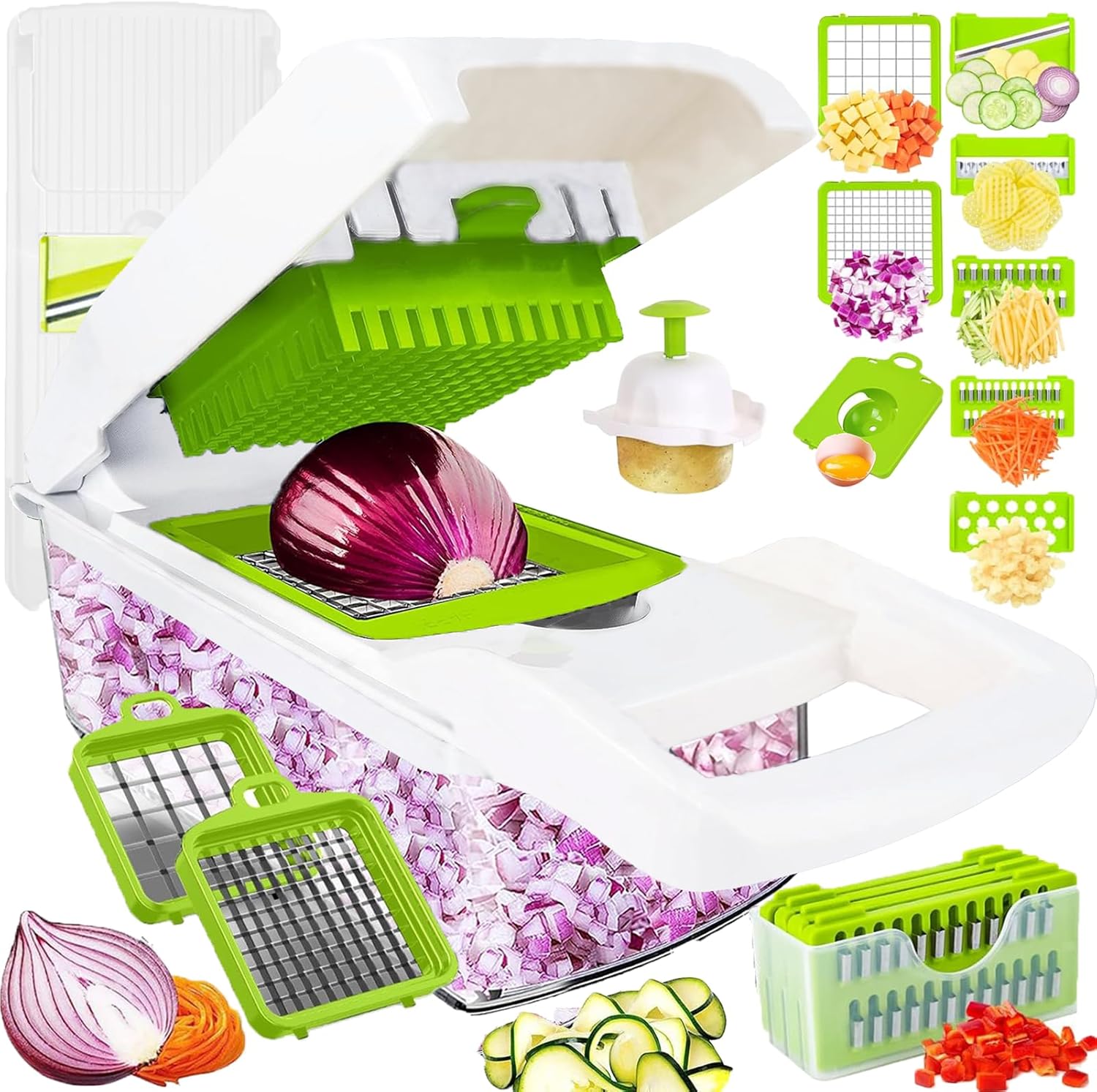 Pro-Series 16-in-1 Vegetable Chopper, Dewpeton Mandoline Slicer, Veggie Chopper, Food Chopper with Container, Vegetable Cutter Chopper & Spiralizer for Onion Salad (Home Essential Gadget & Kitchen) Pro-Series 16-in-1 Vegetable Chopper, Dewpeton Mandoline Slicer, Veggie Chopper, Food Chopper with Container, Vegetable Cutter Chopper & Spiralizer for Onion Salad (Home Essential Gadget & Kitchen)