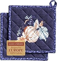Vista 1 de Maison d' Hermine Juego de soportes para ollas 100% algodón, resistentes al calor, almohadillas calientes de 8 x 8 pulgadas con bucle para barbacoa