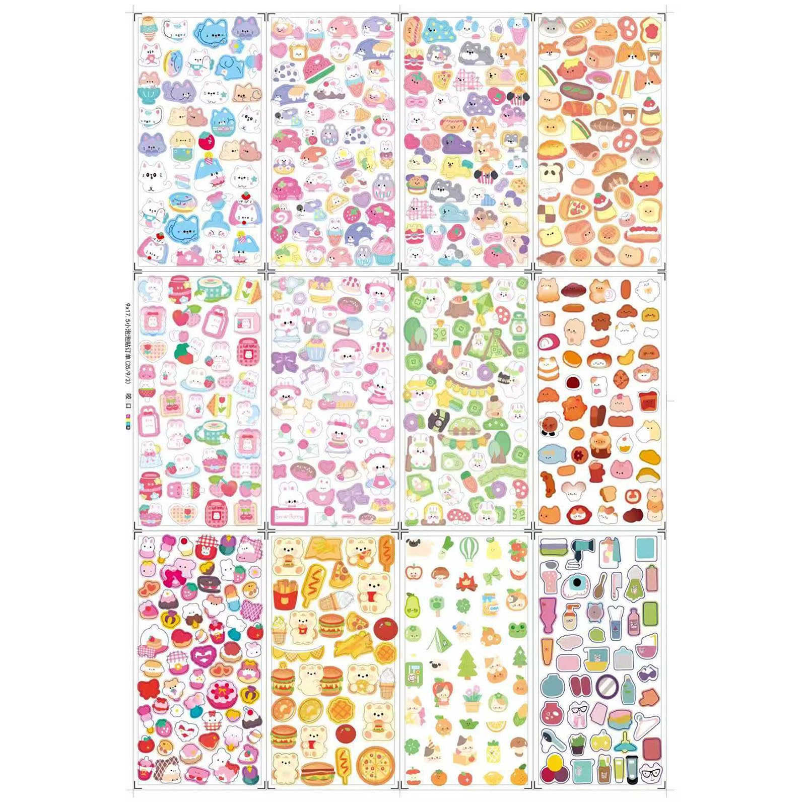 Puffier Sticker Sheets Decorative Stickers Adorable Small Stickers for Kid Adult, Tiny Sticker for Scrapbooking for Scrapbooking