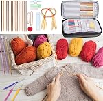 Teamoy Boîte à aiguilles de tricot (jusqu'à 10-Inch), Sac de rangement de l'organisateur de voyage pour aiguilles de tricot circulaires et droites, Crochets et accessoires de tricot, Purple-NO ACCESSORIES INCLUDED