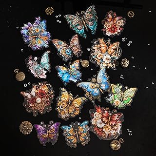 120-Piece Large Vintage Victorian Steampunk Butterfly Scrapbook Stickers – Retro Fantasy Mechanical Gear Decals for Journals, Planners,Albums Crafts, DIY Art Projects