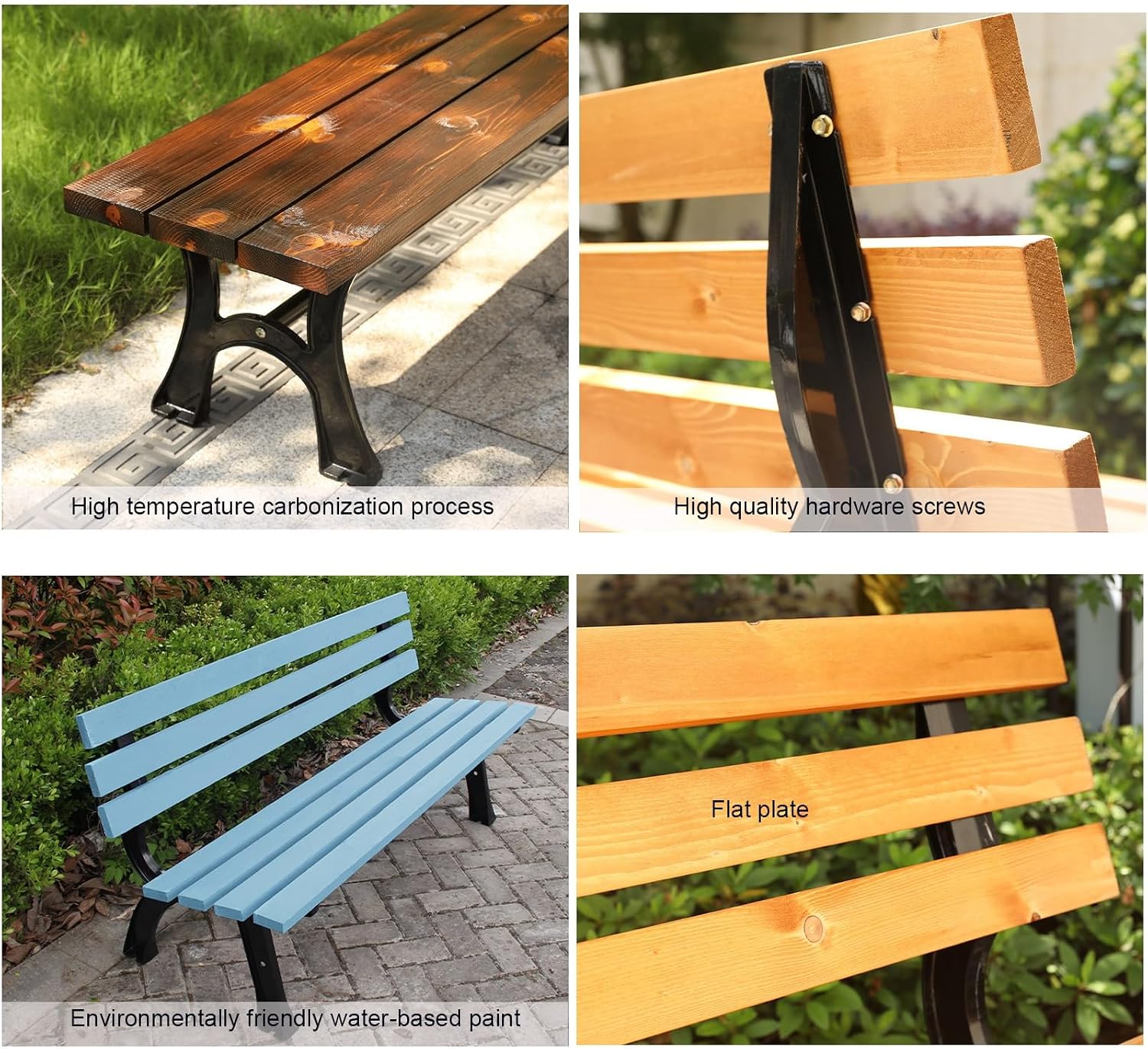 Wooden Patio Garden Bench, Outdoor Park Bench Weatherproof, 661Lbs Weight Capacity, Cast Iron Cast Aluminium Frame, for Patio Terrace Porch (Color : B2, Size : 150cm/59in)